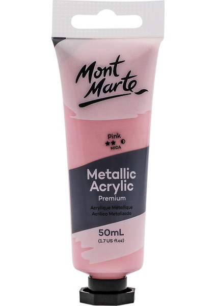 Premium Metalik Akrilik Boya 50 ml Pembe