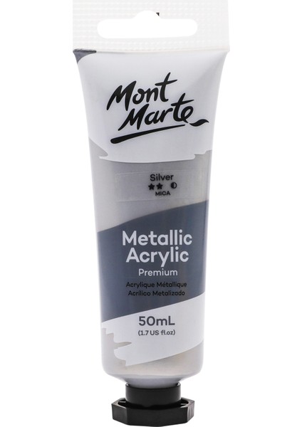 Premium Metalik Akrilik Boya 50 ml Gümüş
