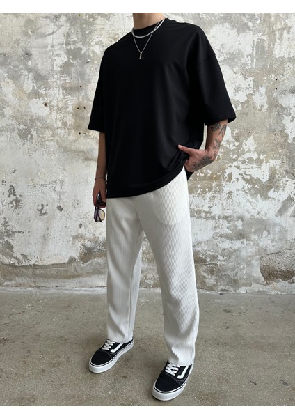 Old Money Fitilli Ekru Baggy Pantolon - Ekru