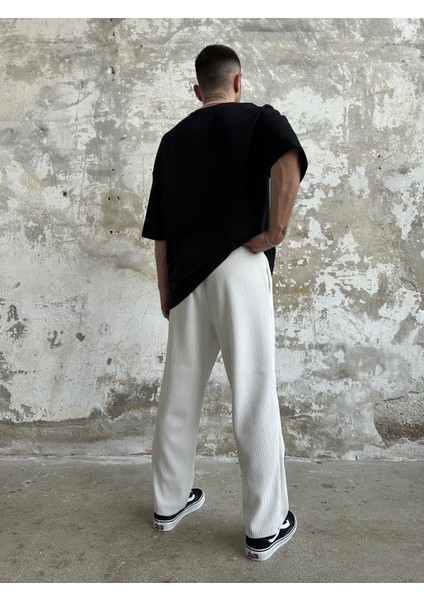 Old Money Fitilli Ekru Baggy Pantolon - Ekru