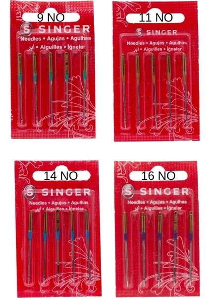 Ev Tipi Makinelere Uygun Dikiş Makinesi Iğne Seti ( 9, 11, 14 ve 16 No)