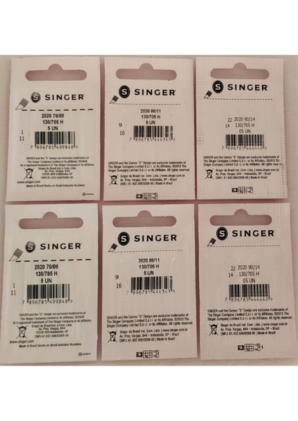 9-11-14 Numara Dikiş Makinesi Iğnesi 6lı Set 9(2pk) 11(2pk) 14(2pk)