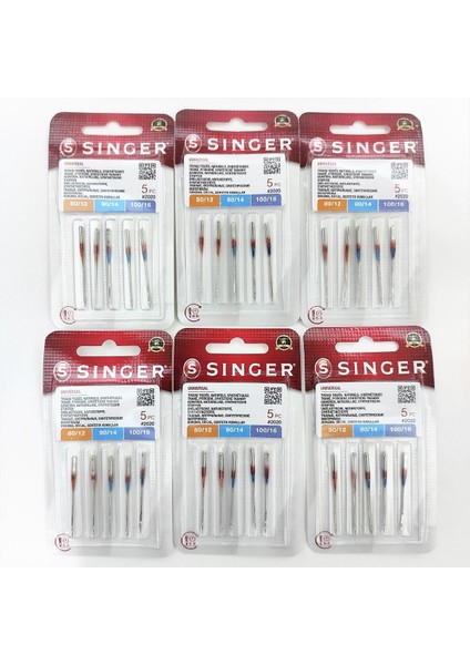 6 Paket Dikiş Makinesi Iğnesi Karışık Paket- 12-14-16 (1 Pakette 2ADET12- 2ADET14- 1ADET16NO)