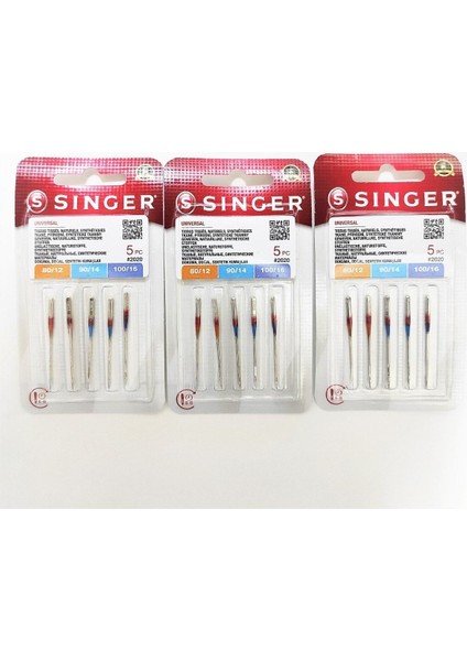 3 Paket Dikiş Makinesi Iğnesi Karışık Paket- 12-14-16 (1 Pakette 2ADET12- 2ADET14- 1ADET16NO)