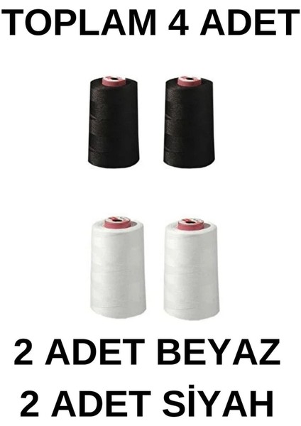 Beyaz Overlok Ipliği Ev Tipi(2 Ad. Beyaz 2 Ad. Siyah) 2 Yıl