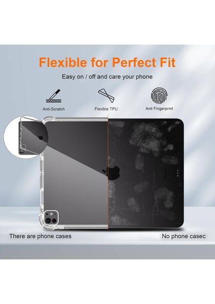 Apple Apple iPad Pro 11 Inç 2024 Uyumlu Kılıf Arkası Şeffaf Köşe Korumalı Darbeye Dayanıklı Silikon Kılıfı (5.nesil) modelleri