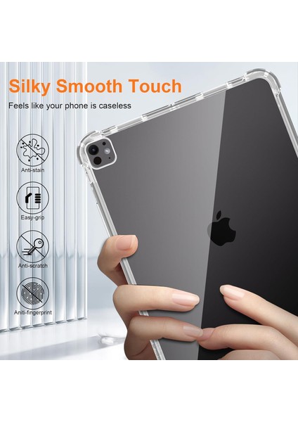 Apple Apple iPad Pro 11 Inç 2024 Uyumlu Kılıf Arkası Şeffaf Köşe Korumalı Darbeye Dayanıklı Silikon Kılıfı (5.nesil) fırsatları