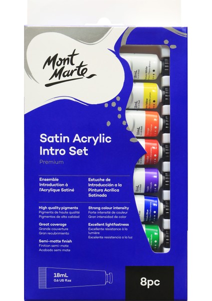 Premium Saten Akrilik Boya Giriş Seti 8 x 18 ml