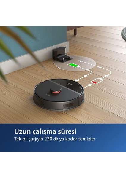 Hepa Filtreli Islak ve Kuru Temizlik Robotu, 4000 Pa Yüksek Emiş Gücü, 200 Dk Çalışma Süresi, Lazer Navigasyon, Homerun Mobil Uygulaması, Luciole Lambader Hediye