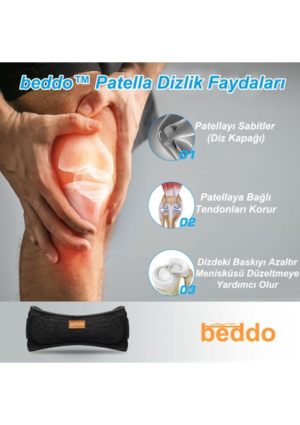 Beddo™ Patella Destekleyici | Diz Kapağı Destekleyici | Dizlik | Siyah