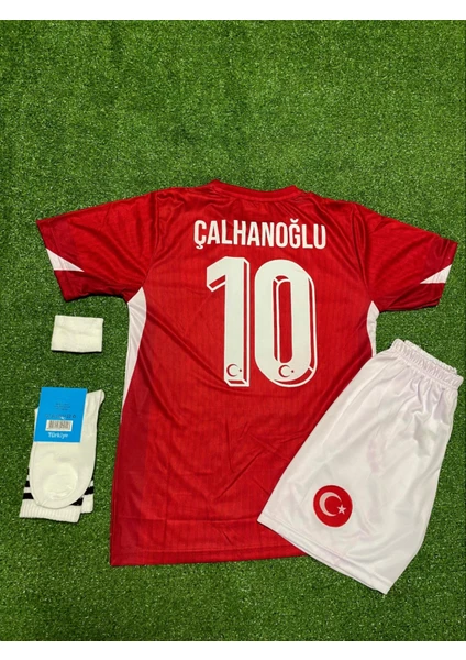 Türkiye Euro 2024 Hakan Çalhanoğlu Iç Saha Çocuk Forması 4'lü Set (Red)