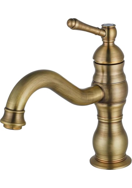 Mat Gold Klasik Lavabo Bataryası Vintage Fırçalanmış Gold Armatür