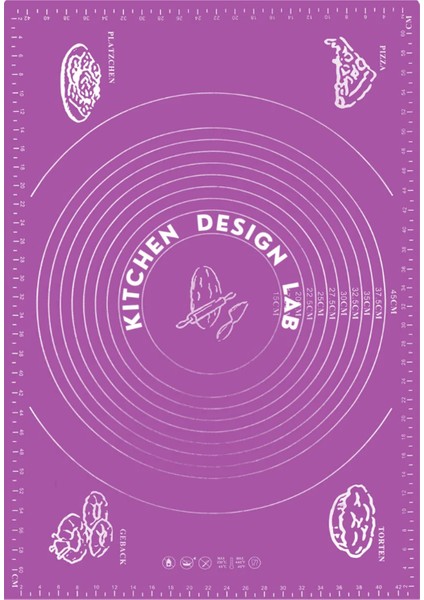 Mor Silikon Hamur Açma Matı 45 cm x 65 cm ,28 cm Pizza Tepsisi ve Ahşap Saplı Hamur Açıcı indirimleri