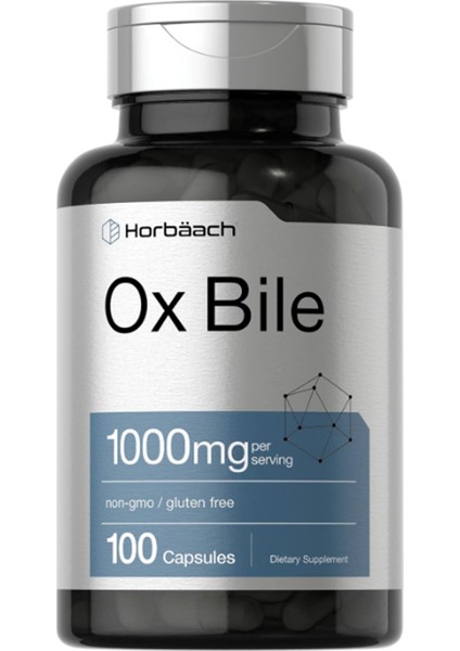 Horbäach Ox Bile 1000 Mg 100 Capsules | Digestive Enzymes Supplement | Non-Gmo & Gluten Free