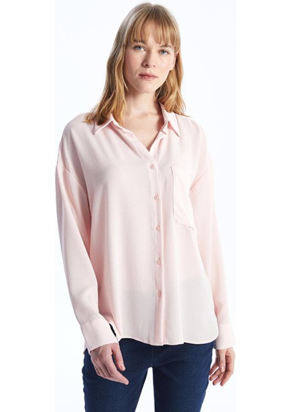 Lc Waıkıkı Düz Uzun Kollu Oversize Poplin Kadın Gömlek