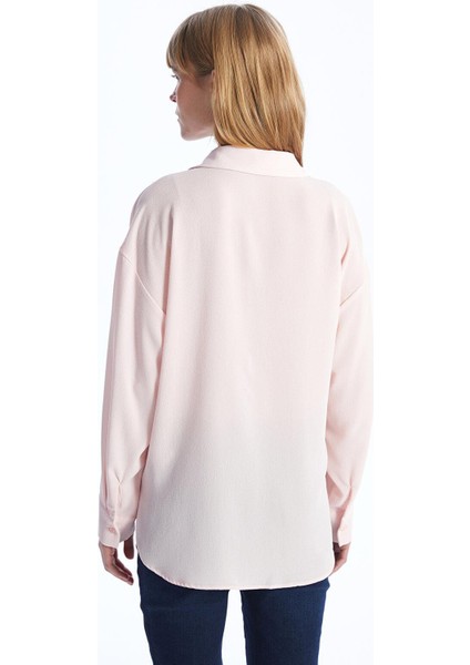 Lc Waıkıkı Düz Uzun Kollu Oversize Poplin Kadın Gömlek