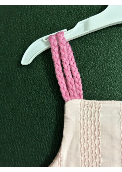 Ip Askılı Önden Düğmeli %100 Pamuk Müslin Kız Tulum Pembe