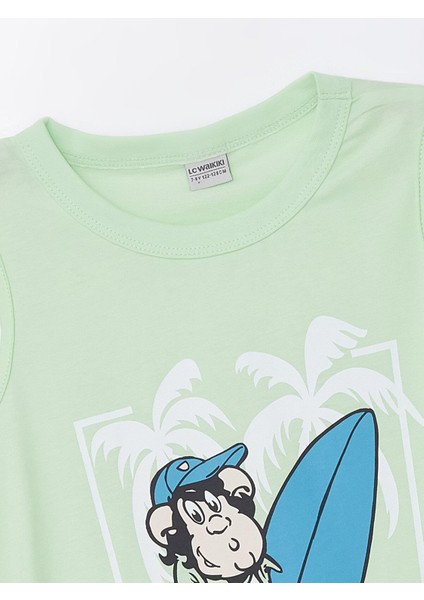 Lcw Kids Bisiklet Yaka Nostaljik Maymun Baskılı Erkek Çocuk Atlet ve Deniz Şortu modelleri