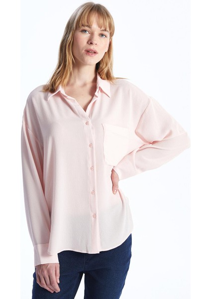 Lc Waıkıkı Düz Uzun Kollu Oversize Poplin Kadın Gömlek