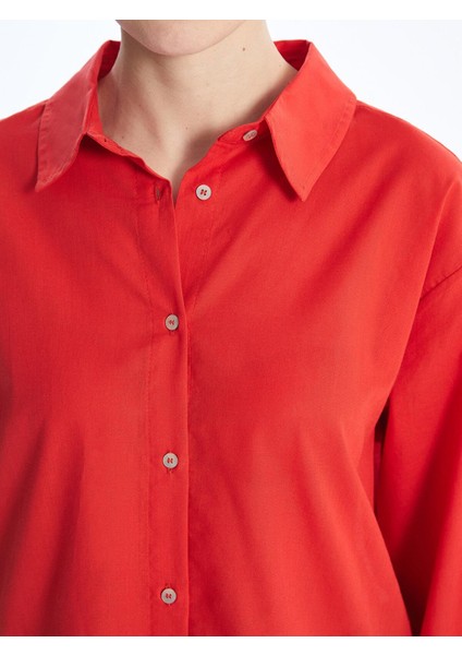 Lc Waıkıkı Düz Uzun Kollu Oversize Poplin Kadın Gömlek