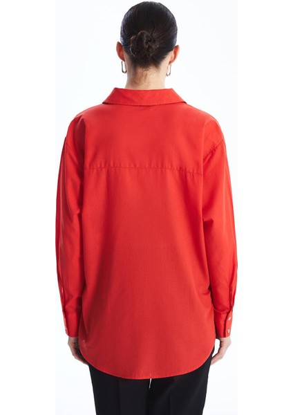 Lc Waıkıkı Düz Uzun Kollu Oversize Poplin Kadın Gömlek