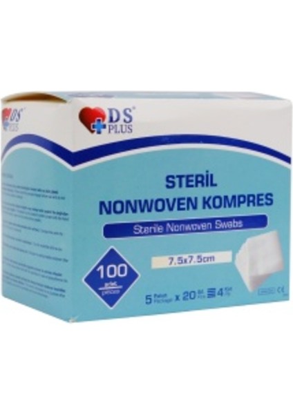 Ds Plus Steril Nonwowen Kompres 7.5x7.5 cm 5 Paket 20 Adet 4 Kat 100 Lü