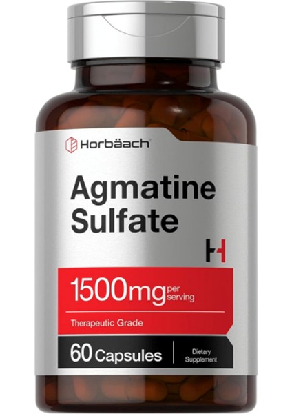 Horbäach Agmatine Sulfate Capsules 1500MG | 60 Pills | Pharmaceutical Grade | Non-Gmo Gluten Free