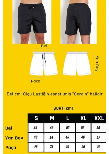 Erkek Siyah Micro Kumaş Beli Lastikli File Astarlı Cepli Hızlı Kuruyan Deniz Şortu EDY6107S