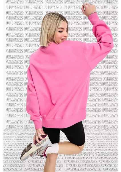 Phoenix Crew Loose Fit Sweatshirt Pink Şardonlu Bol Kesim Bisiklet Yaka Kalın Sweatshirt Pembe