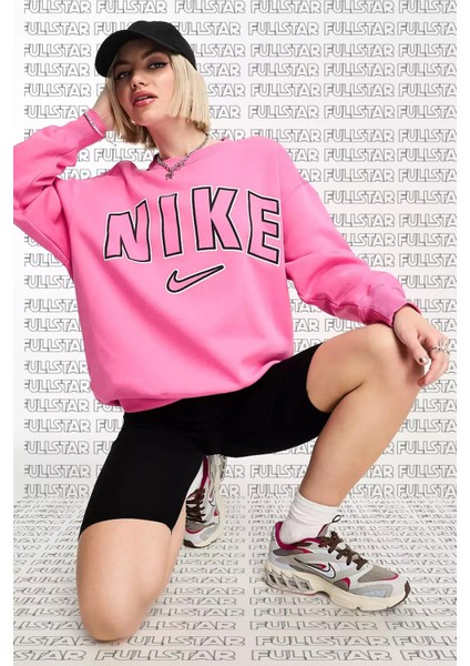 Phoenix Crew Loose Fit Sweatshirt Pink Şardonlu Bol Kesim Bisiklet Yaka Kalın Sweatshirt Pembe