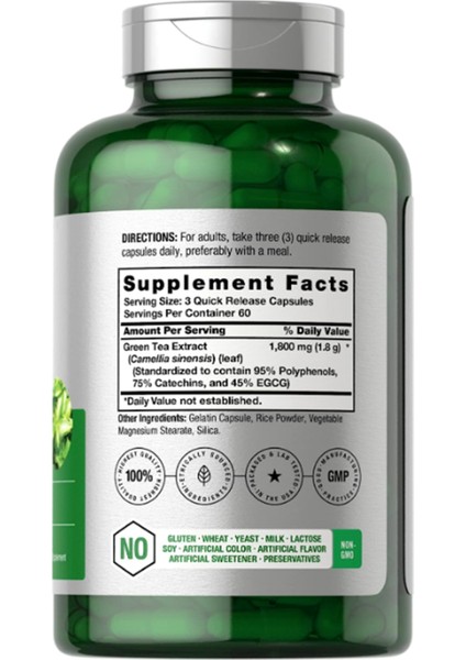 Horbäach Egcg Green Tea Extract Pills | 180 Capsules | Max Potency | Non-Gmo & Gluten Free Supplement