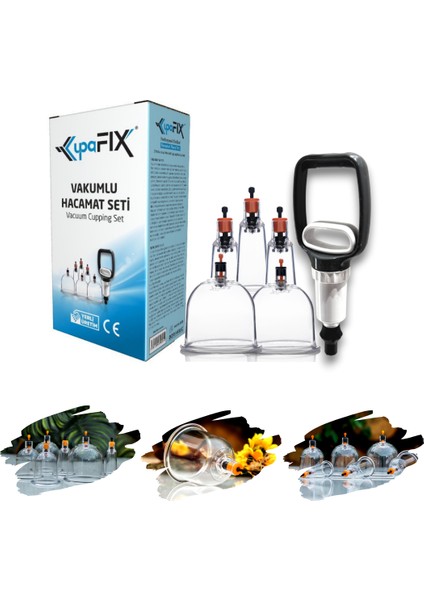 6 Lı Vakumlu Hacamat Kupa, Vakumlu Masaj Seti,i, Selülüt Cihazı Hacamat Kupası, ve Pompası