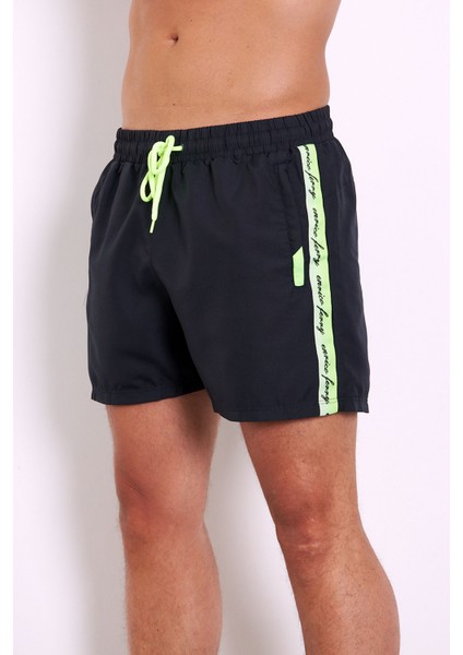 Erkek Lacivert Mıcropoly Kumaş Yanları Şeritli Cepli File Astarlı Hızlı Kuruyan Deniz Şortu EDY2512L fiyatları