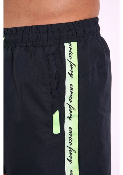 Erkek Lacivert Mıcropoly Kumaş Yanları Şeritli Cepli File Astarlı Hızlı Kuruyan Deniz Şortu EDY2512L fırsatları