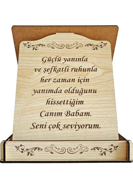 Babalar İçin Kapaklı Ahşap Tebrik Plaketi (Hediye Kutusu) Lazer Kazıma Güzel Sözler (Kişiye Özel) fırsatları