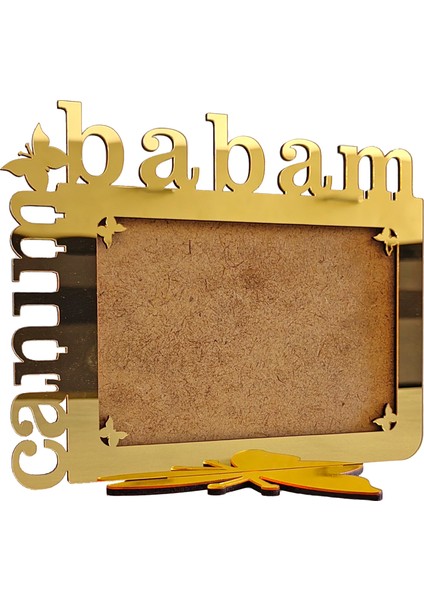 Babalar İçin Gold Aynalı Pleksi Fotoğraf Çerçevesi Canım Babam modelleri