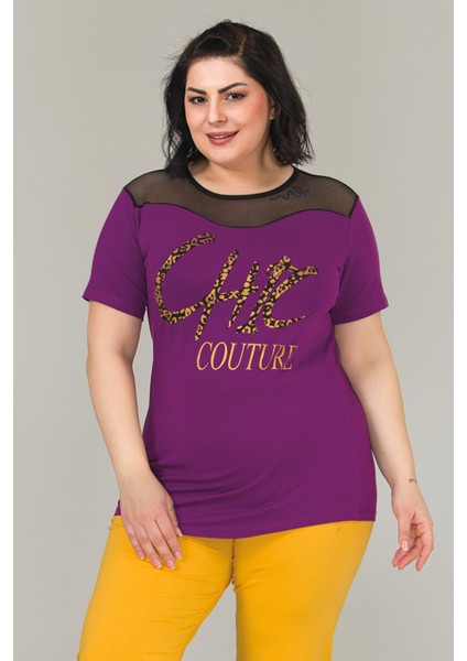 Mor Renkli Lady 10837 Kadın Kısa Kol Büyük Beden Pijama Takımı modelleri