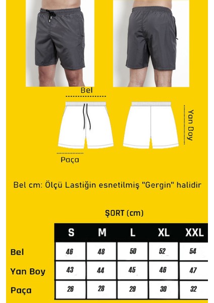 Erkek Antrasit Micro Kumaş Beli Lastikli File Astarlı Cepli Hızlı Kuruyan Deniz Şortu EDY6107A