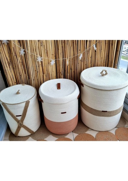 40 x 50 El Yapımı Hasır Tress Xl Çamaşır Sepeti, Oyuncak Sepeti, Çok Amaçlı Sepet, Düzenleyici Ekru / Tek Ebat fırsatları