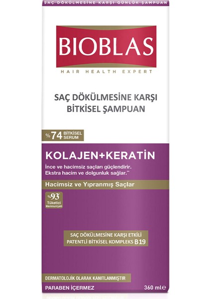 Kolajen Keratin Hacimsiz ve Yıpranmış Saçlar Için Şampuan 360 ml