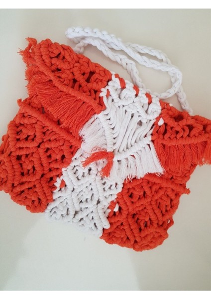 Makrome Çanta Turuncu / Standart