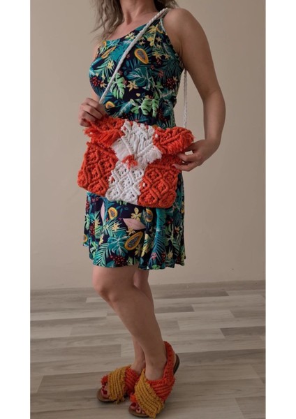 Makrome Çanta Turuncu / Standart modelleri