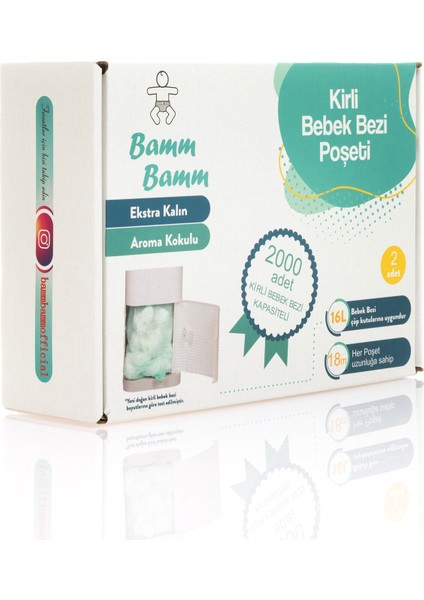2000 Kirli Bebek Bezi Kapasiteli Çöp Poşeti