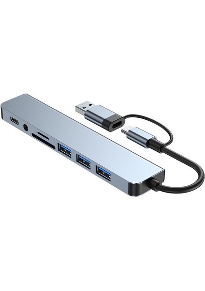 2 In 1 USB Type-C USB 2.0/3.0 Audio 3.5 Tf Sd Çevirici Adaptör Çok Portlu Çoklayıcı USB Hub Aparat