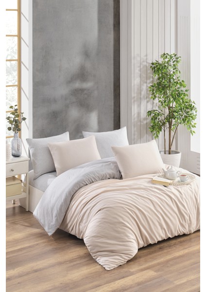 Çift Taraflı Çarşafı Lastikli Çift Kişilik Nevresim Takımı