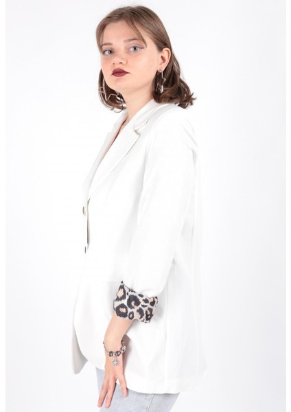 14513 Kadın Leopar Desen Astarlı Blazer Ceket fiyatları