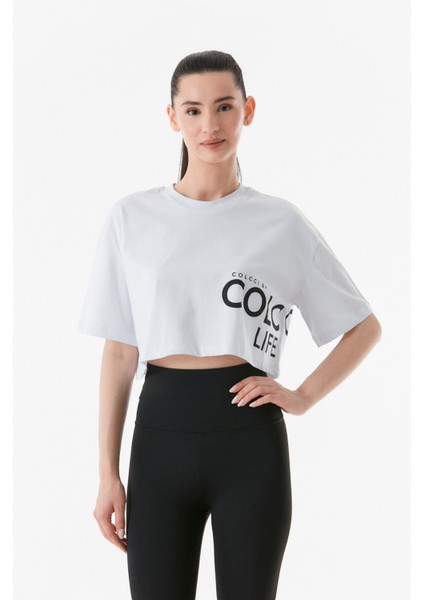 Yazı Baskılı Crop T-Shirt