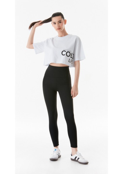 Yazı Baskılı Crop T-Shirt