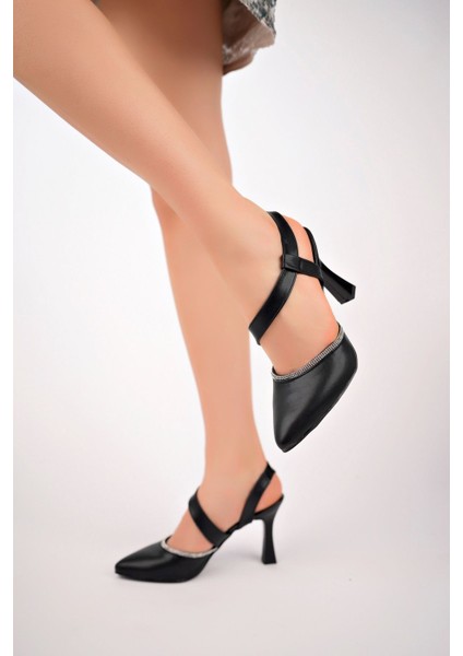 Kadeh Ökçe Siyah Cilt Ayakkabı modelleri