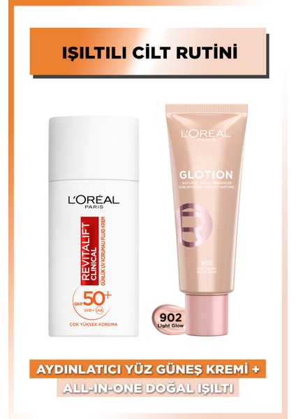 L'oréal Paris Revitalift Clinical Vitamin C Uv Fluid + L'oréal Paris Glotion All-In-One Doğal Işıltı 902 - Light Glow